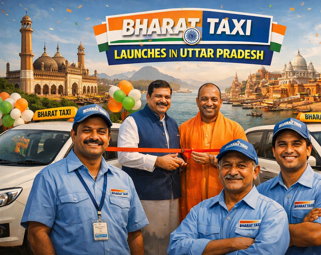 Bharat Taxi cooperative drivers launching services in Uttar Pradesh