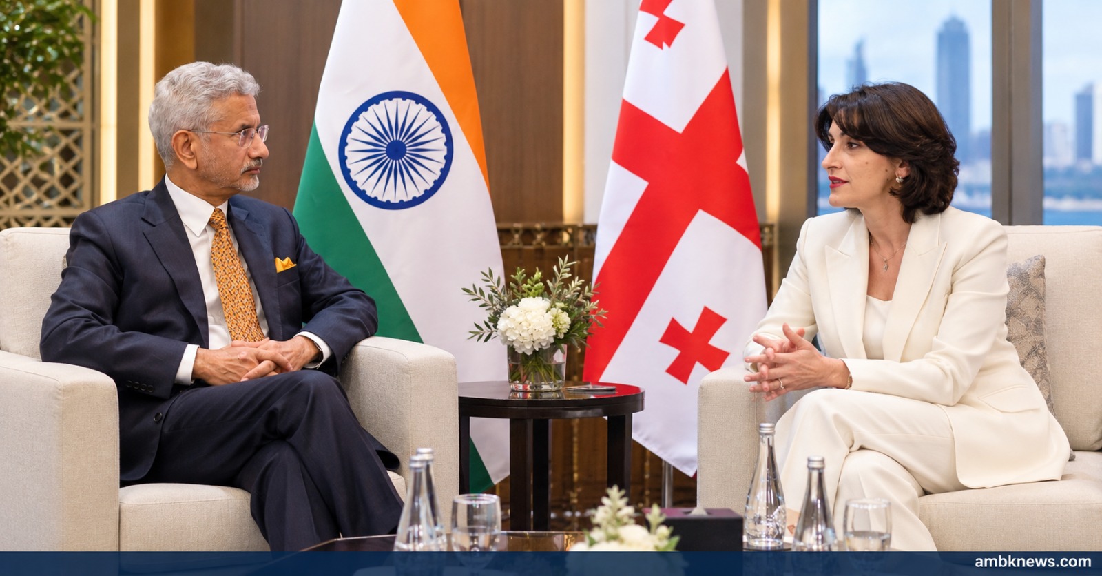Indian and Georgian foreign ministers meeting in Abu Dhabi to discuss trade and bilateral cooperation