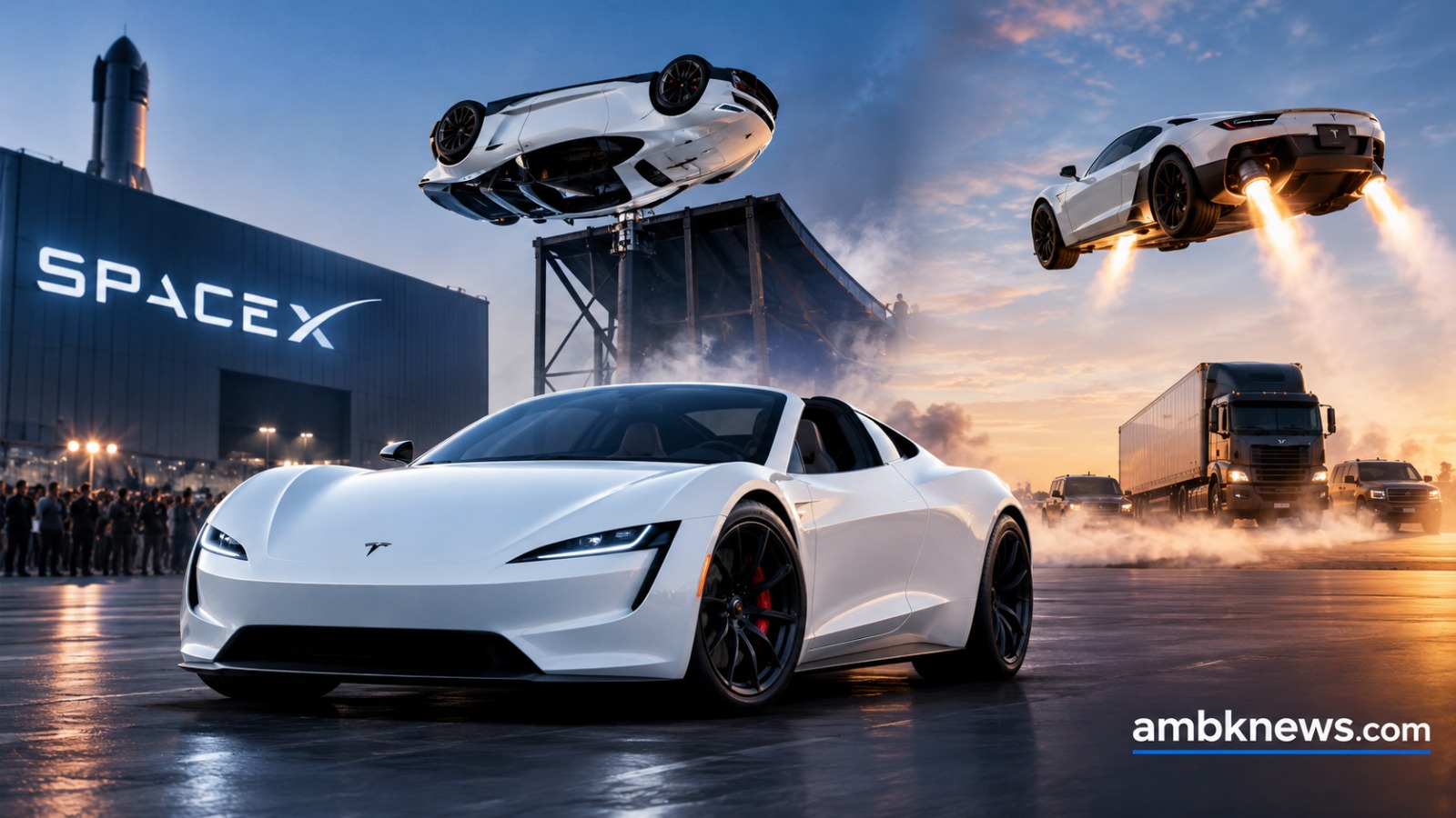 Tesla's redesigned Roadster electric sports car with SpaceX-inspired thruster technology